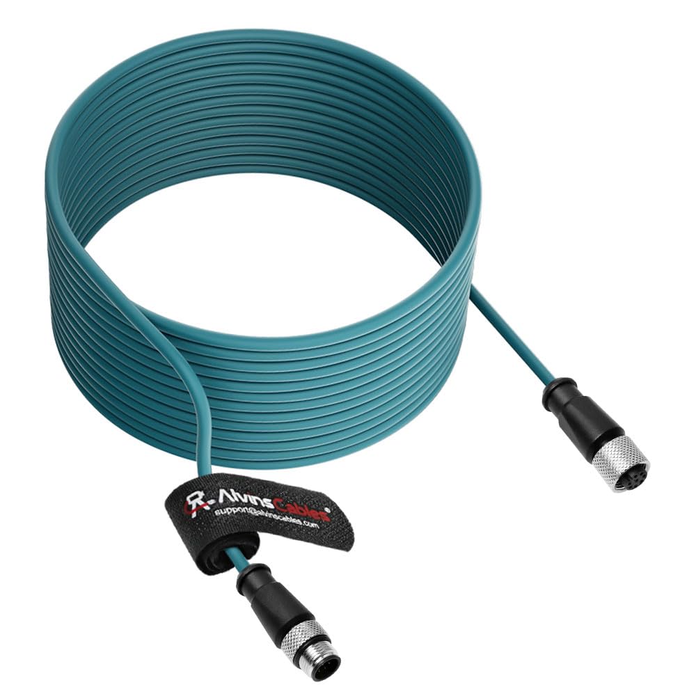 Alvin&#39;s Cables M12 A-Code 8 Pin Male to 8 Pin Female Cat6a High-Flex Shielded Sensor Actuator Cable for Cognex Industrial Camera 15m/49ft