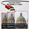 Alvin's Cables HDMI Cable 8K 2.1 48Gbps High Speed Φ2.4mm Ultra-Thin HDMI A to A 8K@60Hz 4K@120Hz for Canon C70, for Sony A7 A9 Camera, Atomos, SmallHD Monitor, Straight to Right Angle Coiled