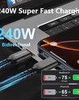 Alvin's Cables Thunderbolt 5 Cable, USB-C to USB-C Cable 120Gbps Bandwidth 240W PD Fast Charging 16K Display, Compatible with Thunderbolt 4/3,USB4, for MacBook,eGPU,Dock, Intel Certified
