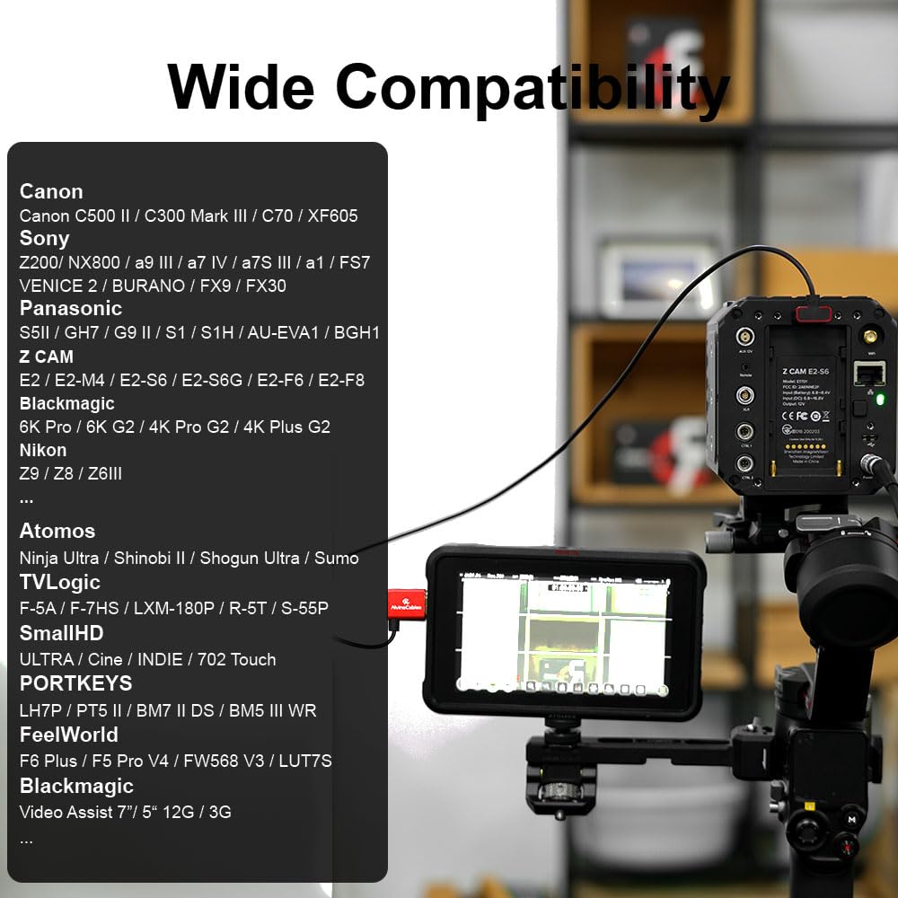 Alvin's Cables 8K 2.1 HDMI Cable 48Gbps 8K@60Hz 4K@120Hz High Speed Φ2.4mm Ultra-Thin HDMI for Sony A7 A9, BMPCC, for Canon C70, for Atomos Ninja, for Feelworld, Right to Up Angle 45cm|18in