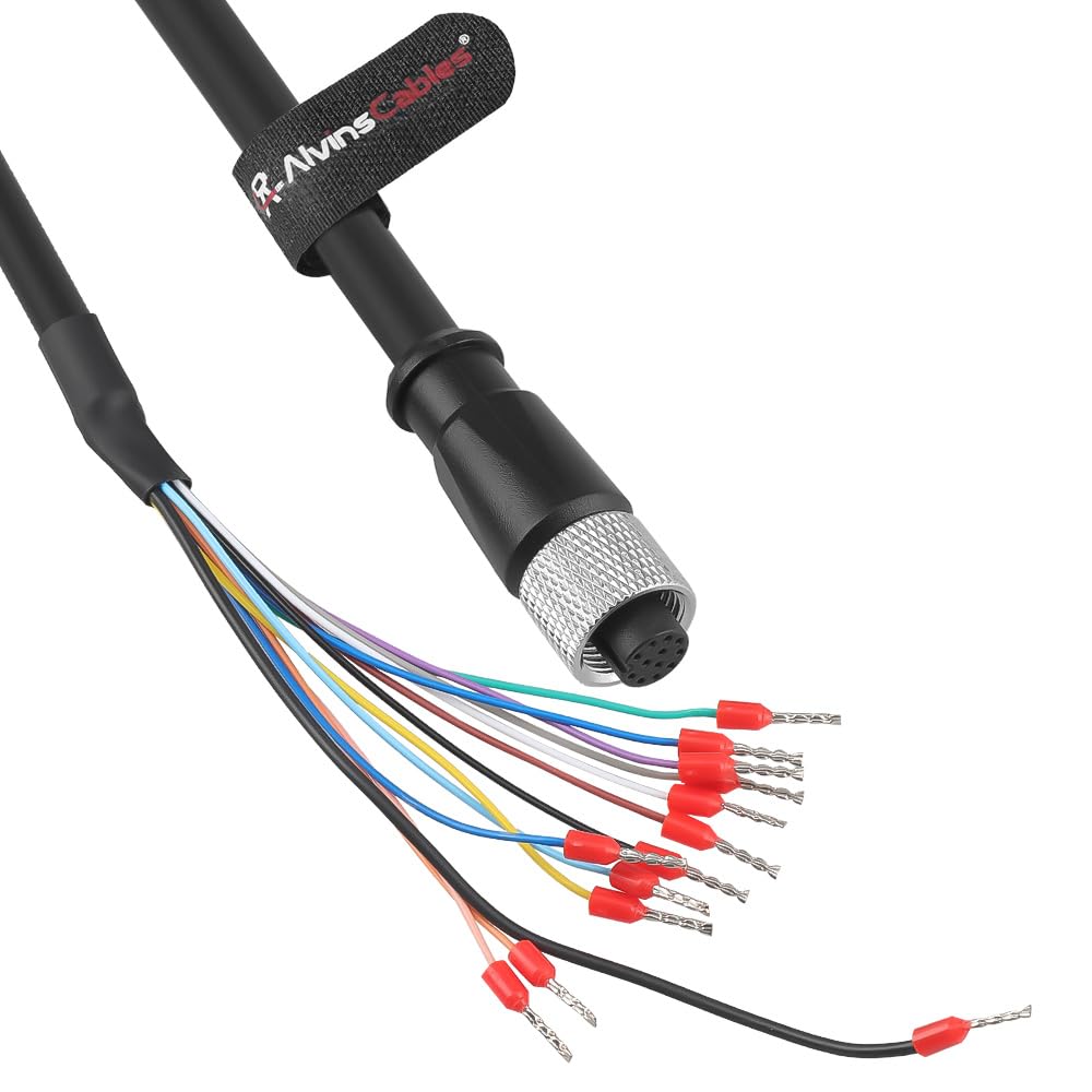 Alvin's Cables M12 A-Code 12-Pin Female to Open Wire Terminal Power I/O Cable for Keyence OP-88810/OP-88811/OP-88812 Industrial Cameras Interface Integrated Cable 2m|6.56ft
