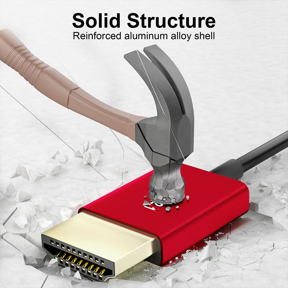 Alvin&#39;s Cables 8K 2.1 HDMI Cable 48Gbps High Speed Φ2.4mm Ultra-Thin HDMI 8K@60Hz 4K@120Hz for Canon C70, for Sony A7 A9, Blackmagic Camera, Atomos, SmallHD, Right Angle to Straight 2m| 6.56ft