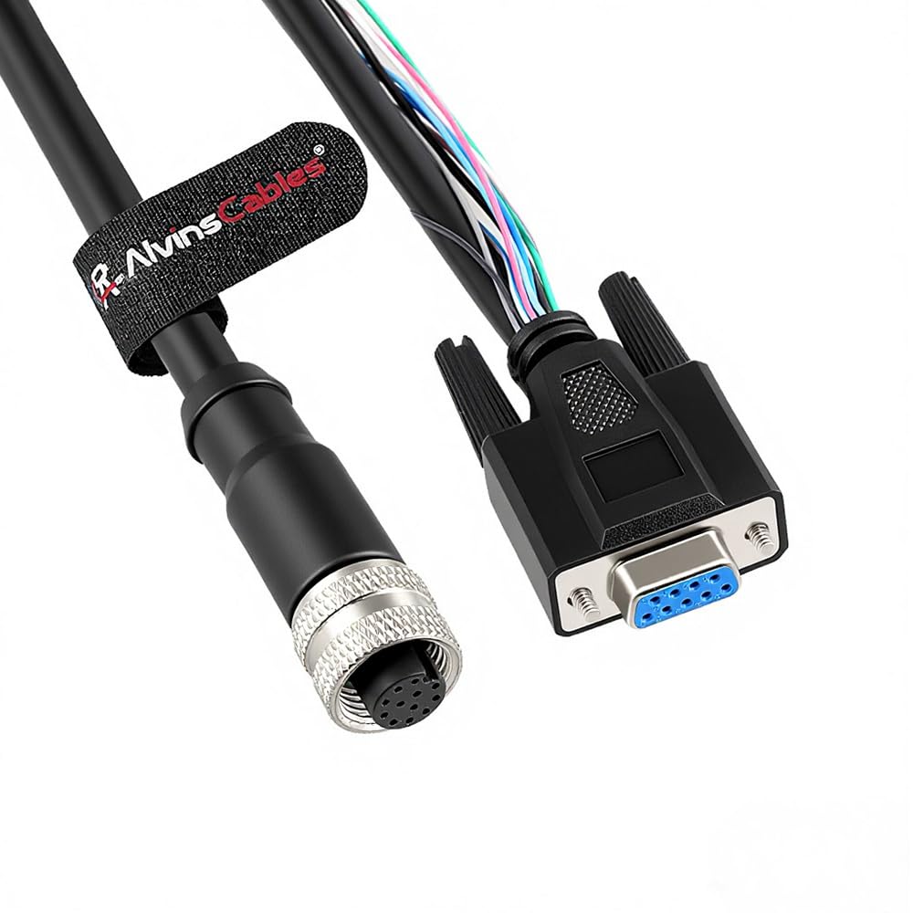 Alvin’s Cables Control Cable for Keyence SR-X AI Barcode Reader, M12 A-Code 12 Pin Female to DB9 Female Replacement for OP-88681 OP-88682 OP-88683, High Flex Drag Chain