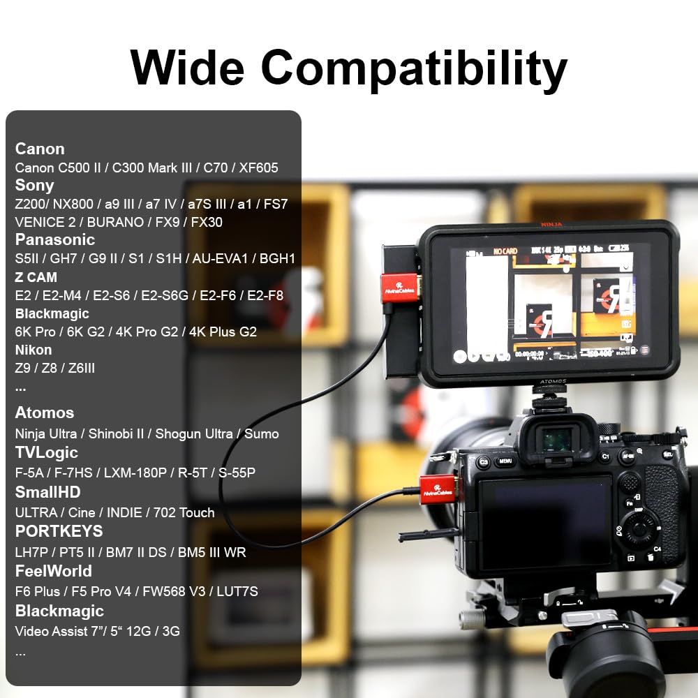 Alvin&#39;s Cables 8K 2.1 HDMI Cable 48Gbps High Speed Φ2.4mm Ultra-Thin HDMI 8K@60Hz 4K@120Hz for Canon C70, for Sony A7 A9, Blackmagic Camera, Atomos, SmallHD, Right Angle to Straight 2m| 6.56ft