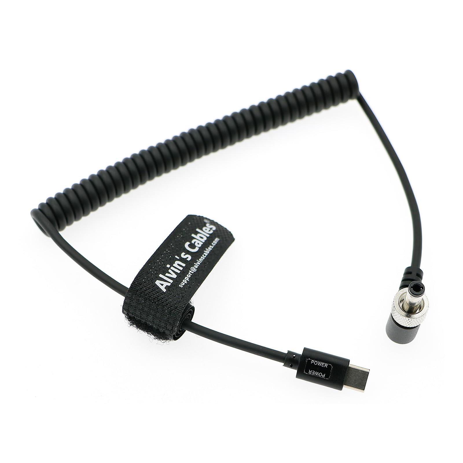 Alvin's Cables PD USB-C Type-C to Lock DC 12V Coiled Power Cable for Blackmagic Video Assist| Atomos Shogun| SmallHD| Feelworld Monitor