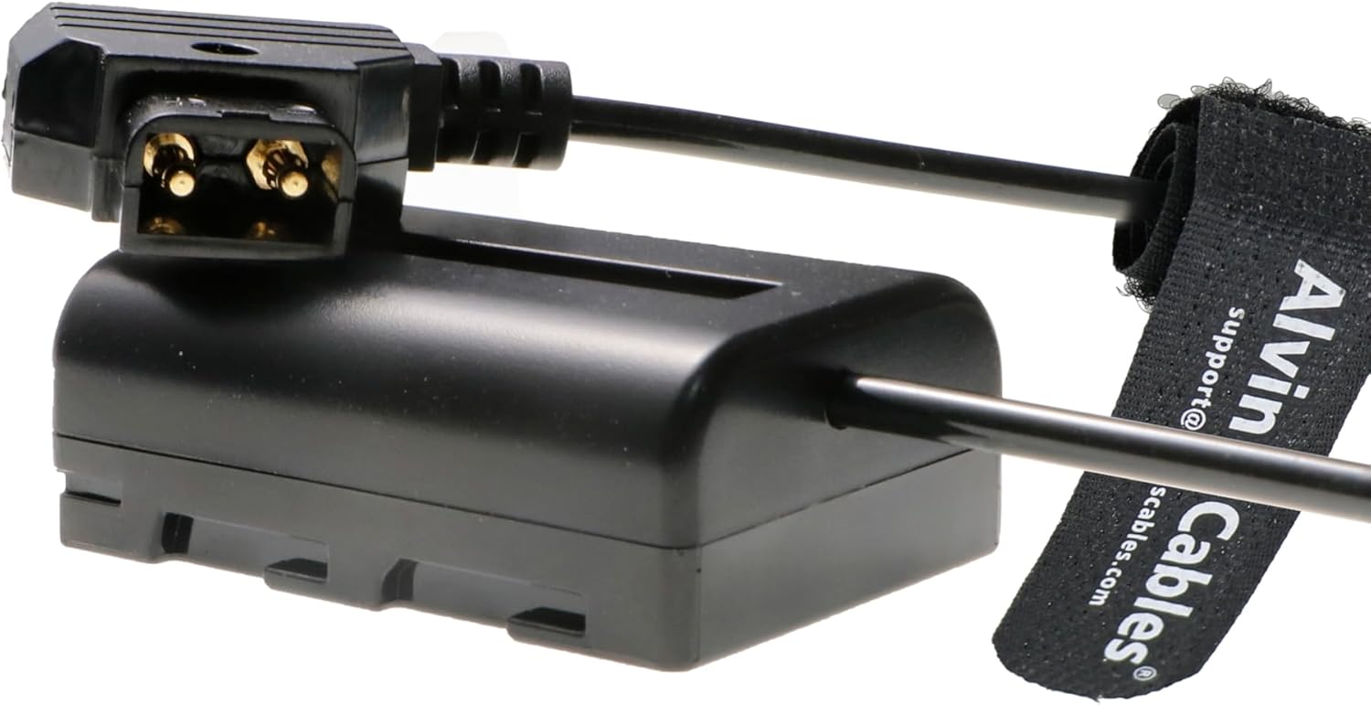 Alvin&#39;s Cables D-Tap to NP-FM500H Dummy Battery Power Cable for ARRI WCU-4 Hand Unit Coiled Cable Compatible with Sony DSLR A500 A550 A560 A580 A700 A850 A900 Alpha SLT A58 A65 A65V A77 Cameras