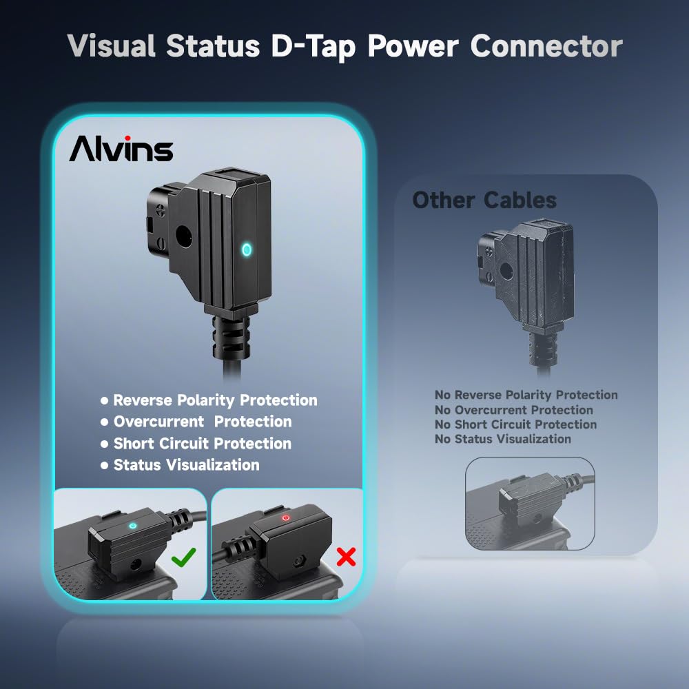 Alvin's Cables BMPCC4K to D Tap Power Cable for Blackmagic Pocket Cinema Camera 4K Gold Mount V Mount Battery Weipu 2 Pin Female to P Tap