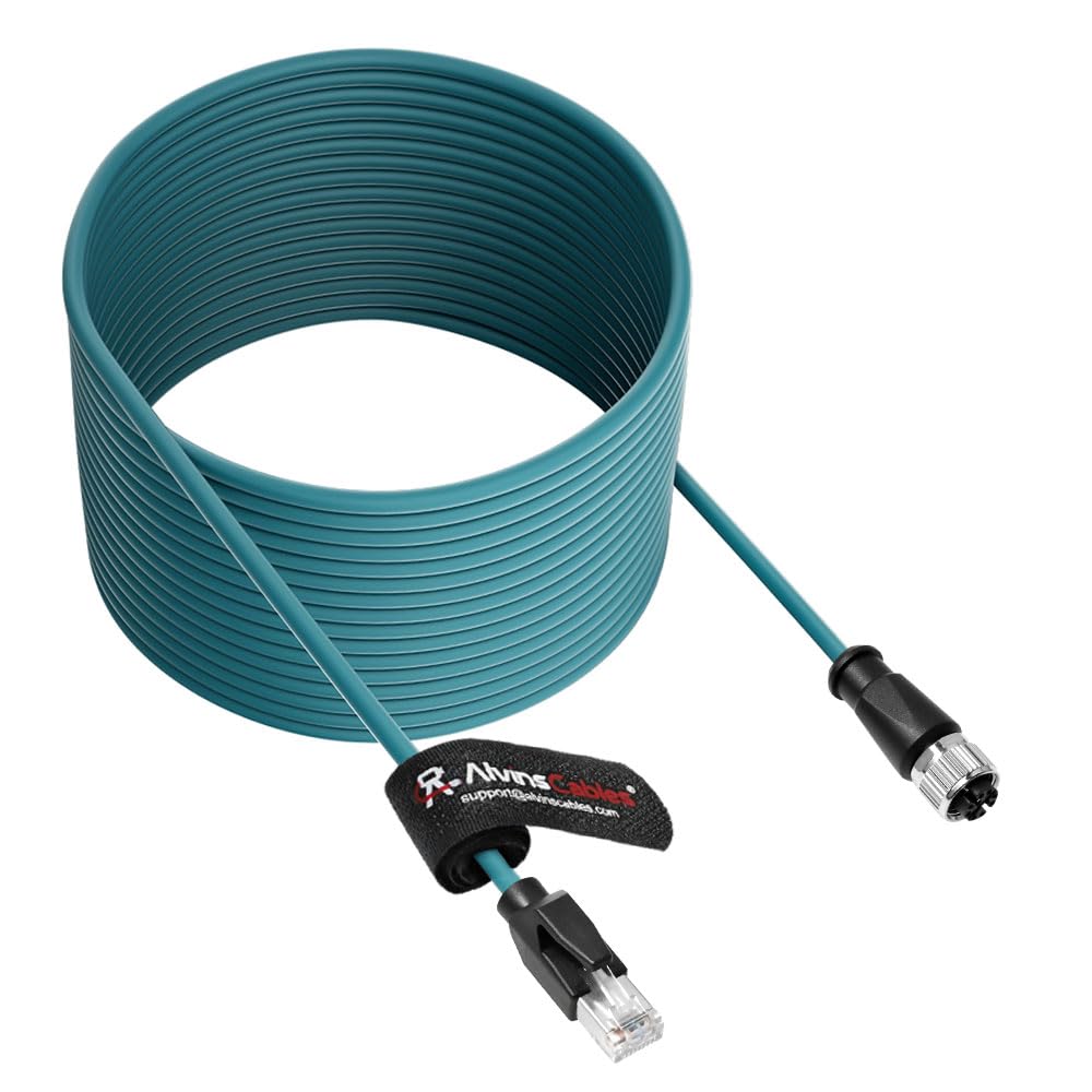 Alvin&#39;s Cables M12 X-Code 8 Pin Female to RJ45 Ethernet Cable Cat6a High-Flex Shielded for Cognex Keyence Basler Industrial Automation Fieldbus Module
