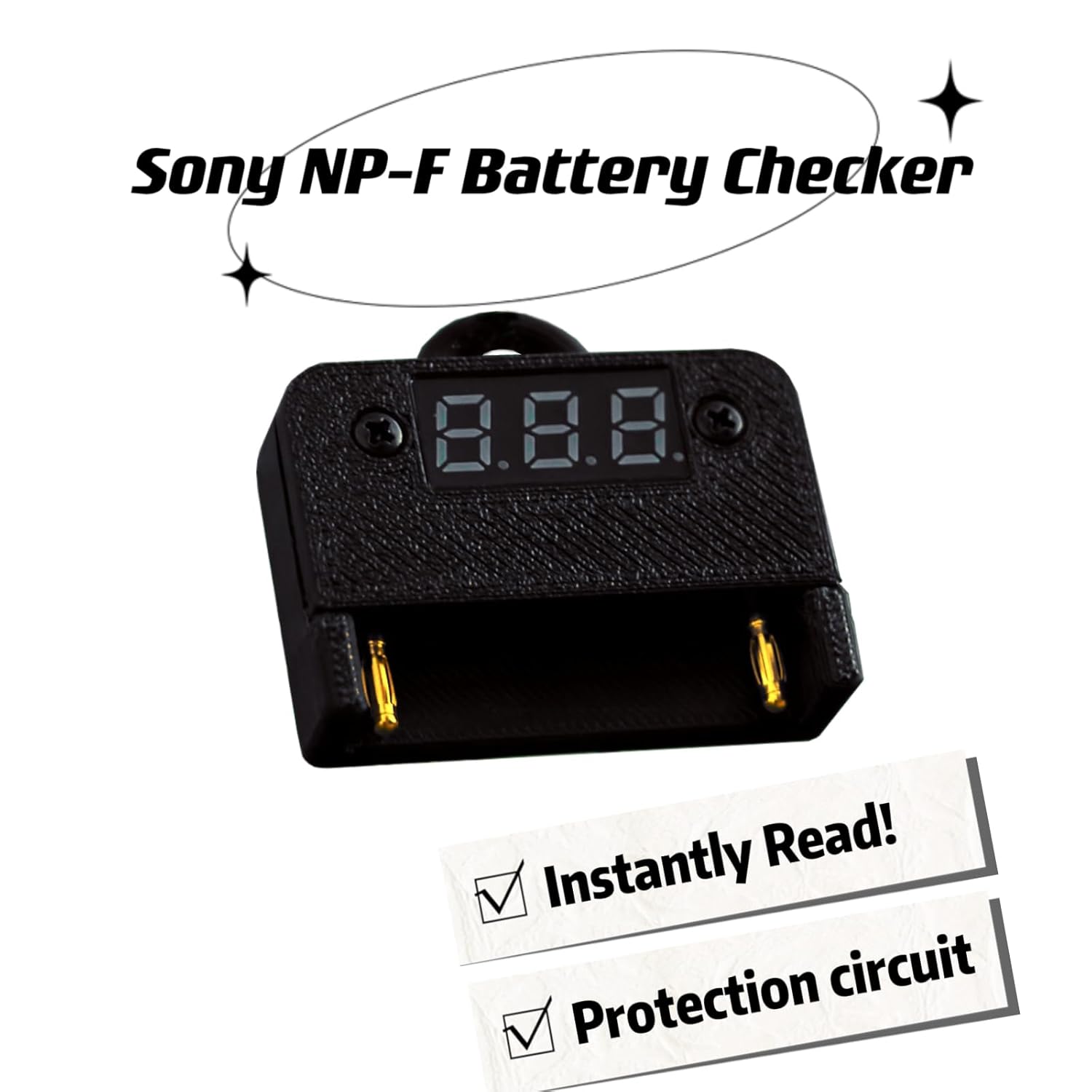 Alvins NP-F Battery Tester Battery Checker for Sony NP F550| F750| F970 Battery Instant Read LCD Voltage Display Battery Tester
