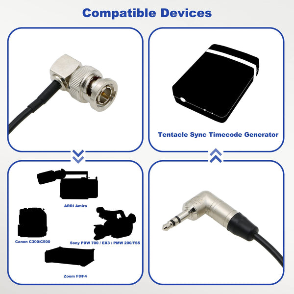 Alvin's Cables 3.5mm TRS to BNC Timecode Cable for Canon C70 for Sony F55 FX9, Zaxcom, Zoom F4| F8| F8n from Deity Tentacle Sync Timecode Generator Box 50CM|19.7inches