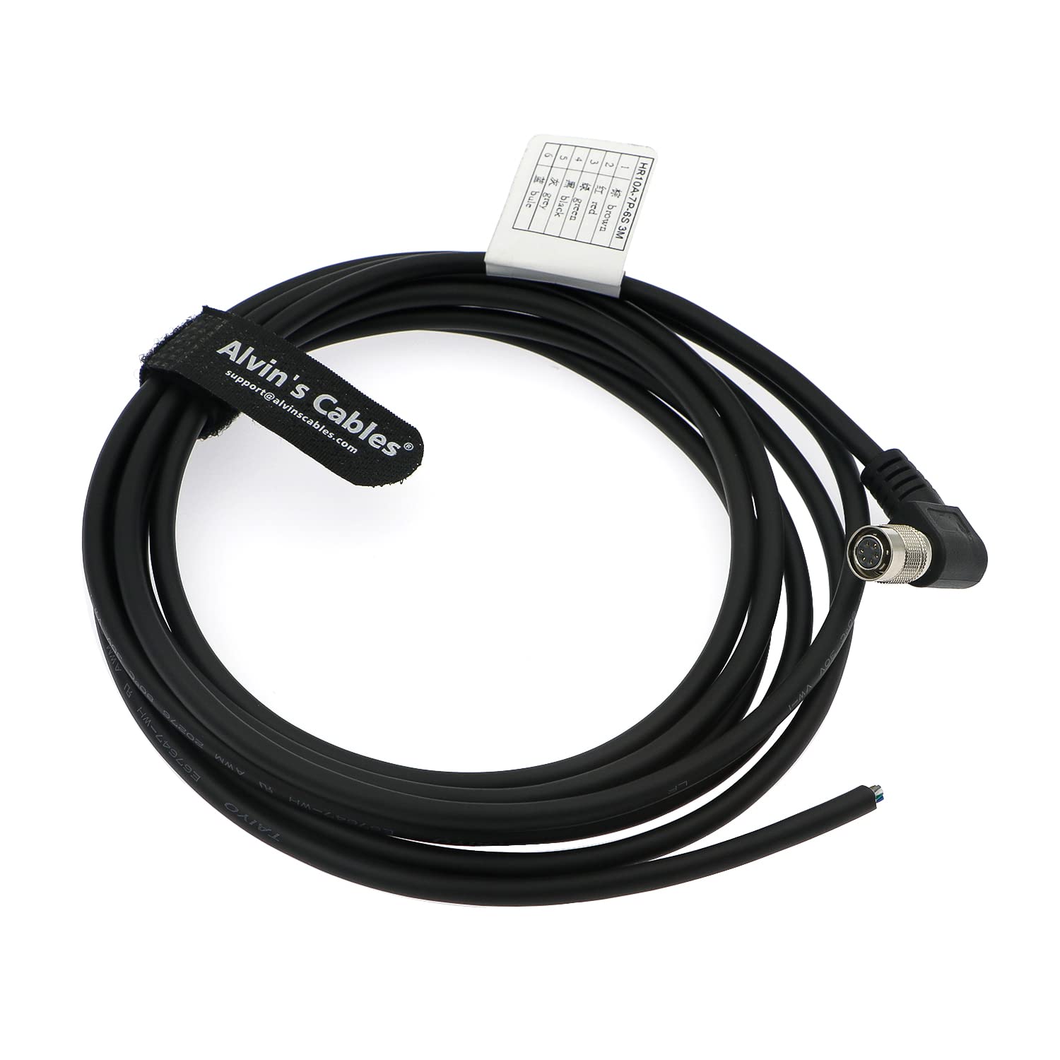 Alvin’s Cables HR10A-7P-6S Hirose 6 Pin Female to Open End Power I/O Cable High Flex Shielded for Sony CCD XC-75, Basler Ace GigE, AVT GigE Industrial Camera 9.8ft/3m