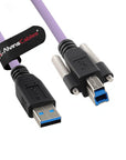 Alvin's Cables USB 3.0 Type-A to USB-B Screw Lock Data Cable for Machine Vision Industrial Camera, Printer, Scanner, 5Gbps High Flex Drag Chain Shielded