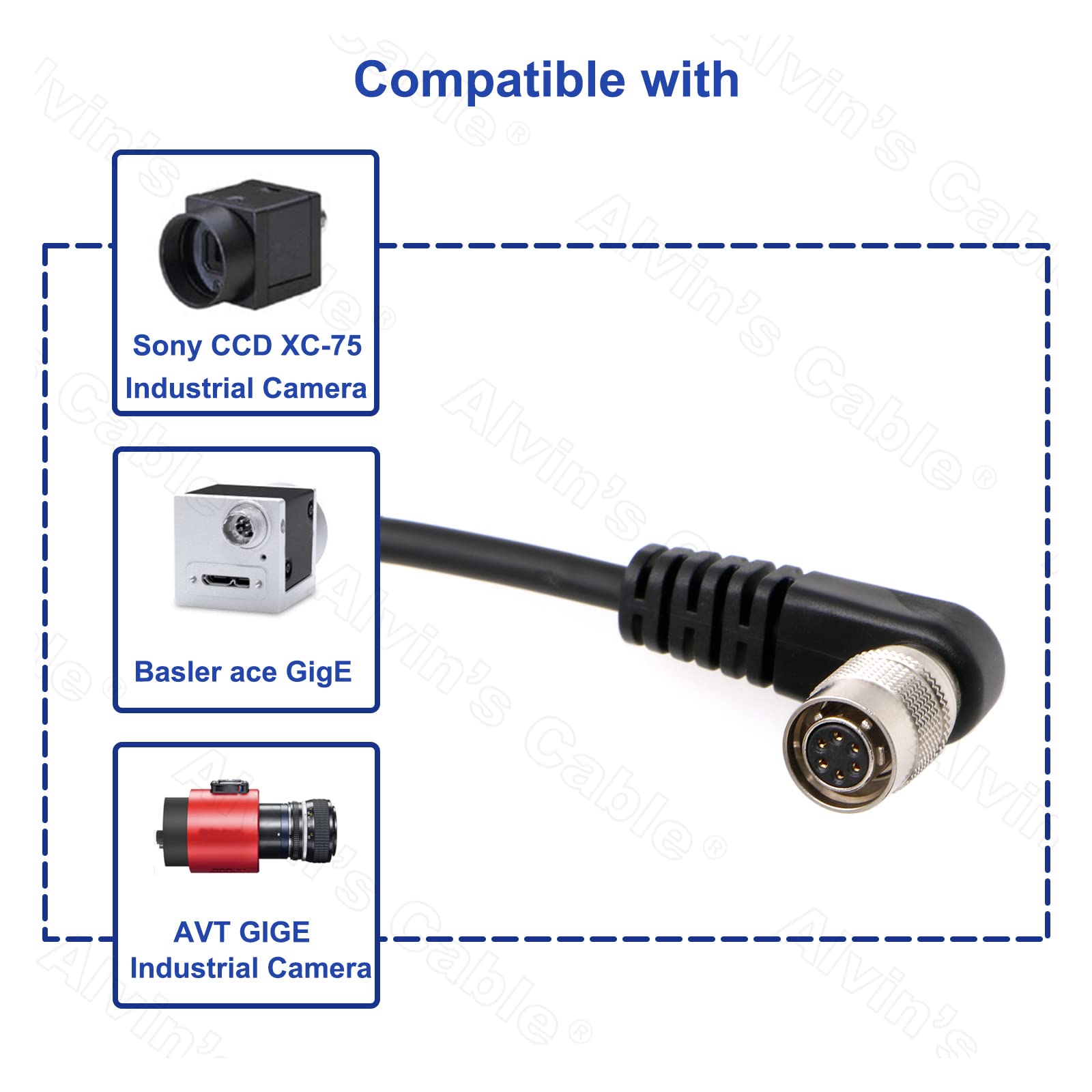 Alvin’s Cables HR10A-7P-6S Hirose 6 Pin Female to Open End Power I/O Cable High Flex Shielded for Sony CCD XC-75, Basler Ace GigE, AVT GigE Industrial Camera 9.8ft/3m