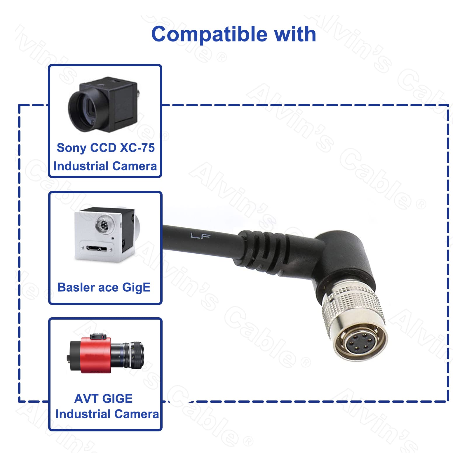 Alvin’s Cables HR10A-7P-6S Hirose 6 Pin Female to Open End Power I/O Cable High Flex Shielded for Sony CCD XC-75, Basler Ace GigE, AVT GigE Industrial Camera 9.8ft/3m