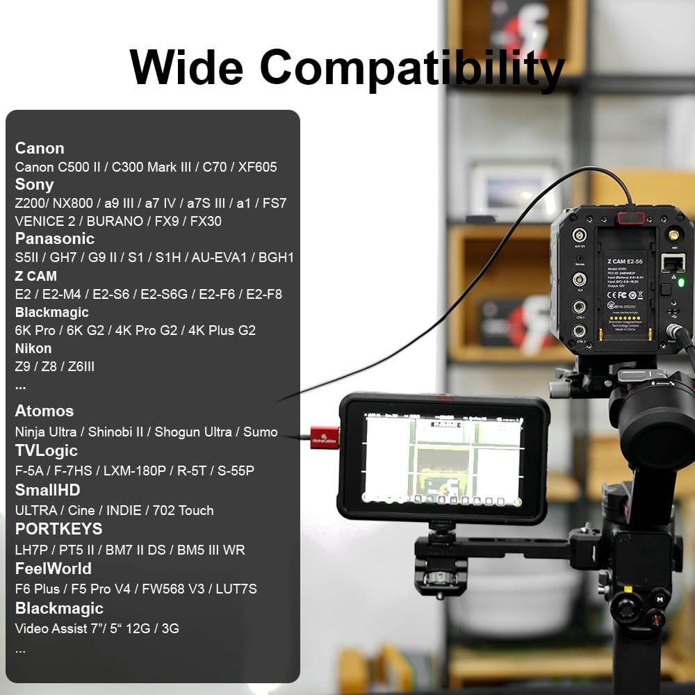 Alvin&#39;s Cables 8K 2.1 HDMI Cable 48Gbps 8K@60Hz 4K@120Hz High Speed Φ2.4mm Ultra-Thin HDMI for Sony A7 A9, BMPCC, for Canon C70, for Atomos Ninja, for Feelworld, Straight to Up Angle Coiled