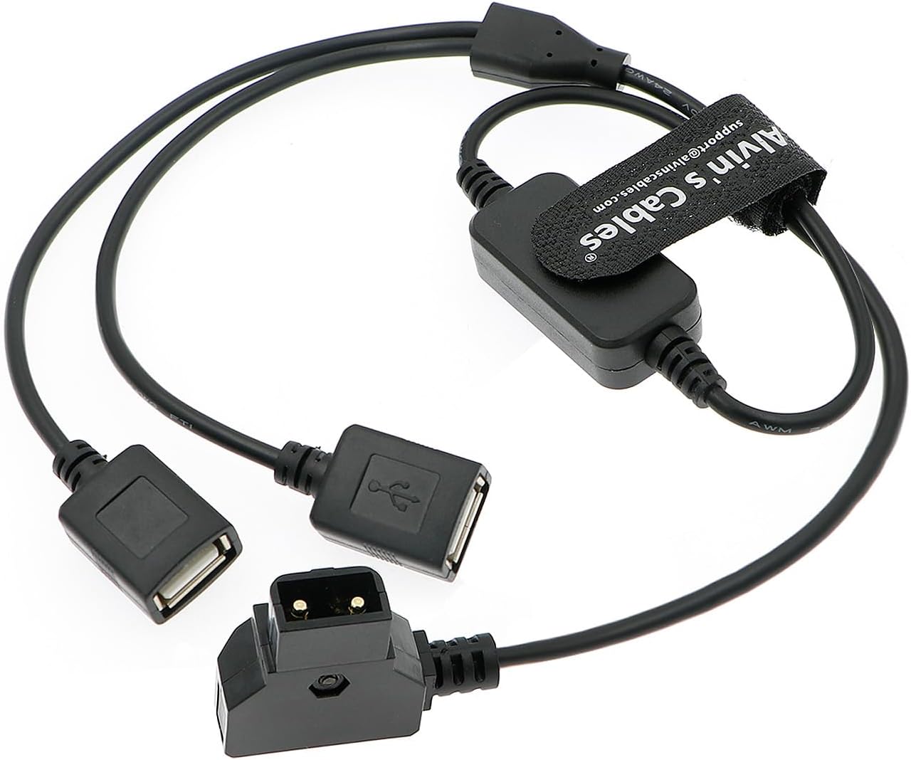 Alvin&#39;s Cables D-tap Male to Dual USB Female Port 5V 2A Power Cable Converter Adapter for Anton Bauer V-Mount Gold Mount Battery to Mobile Phone Receiver Wireless Focus 60cm|24in