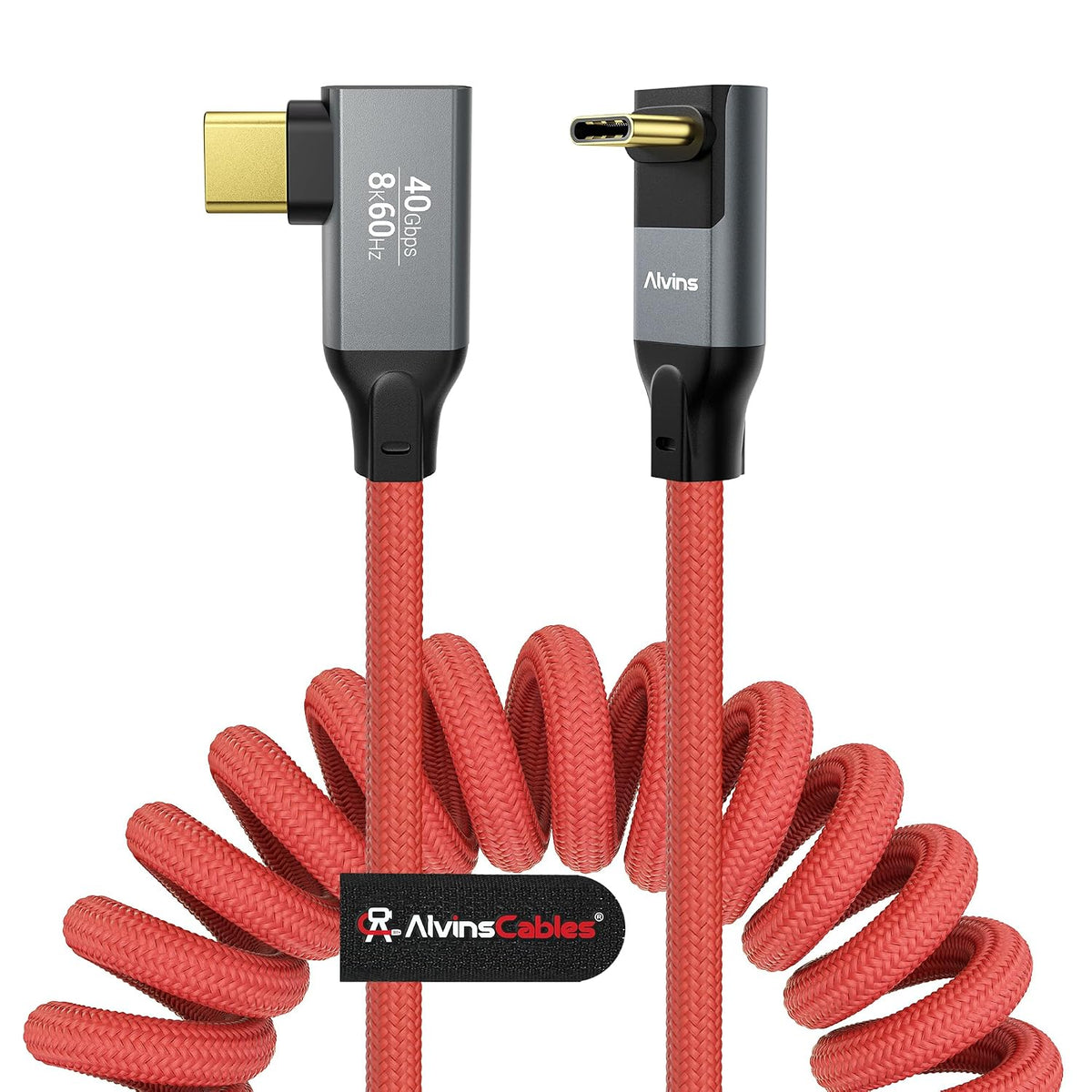 Coiled USB-C Cable, Braided USB-C to USB-C Cable, 40Gbps, 240W PD 3.1 Charging, 8K@60Hz Video, USB4.0 Type C for Thunderbolt 4/3, BMPCC, Canon R5/R6, Sony FX3/A7C, Mac, iPhone, USB-IF Certified