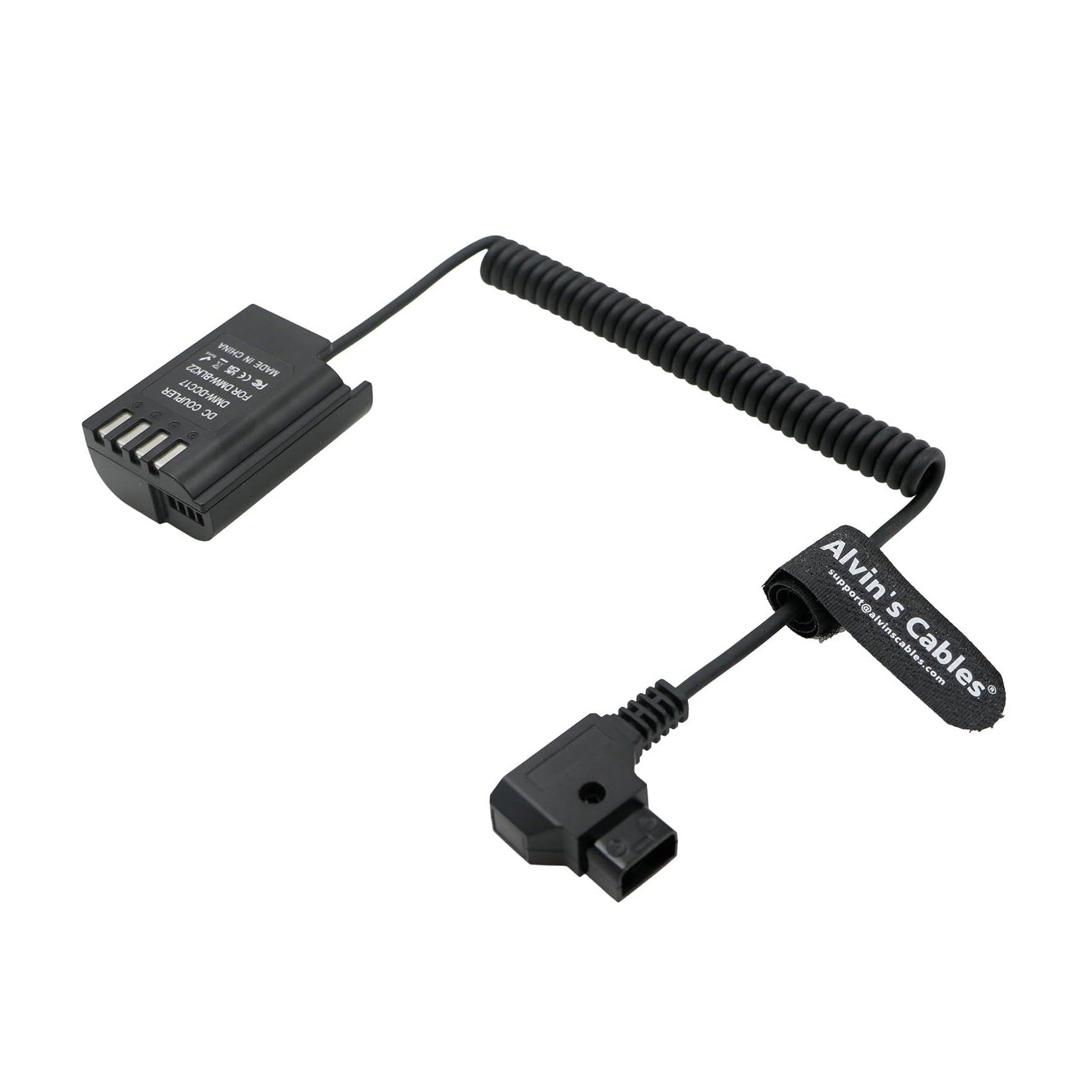 Alvin’s Cables DMW-DCC17 DMW-BLK22 Dummy Battery to D-tap Power Adapter Coiled Cable for Panasonic Lumix S5 S5II S5K S5C GH6 GH5II G9 G9II Camera