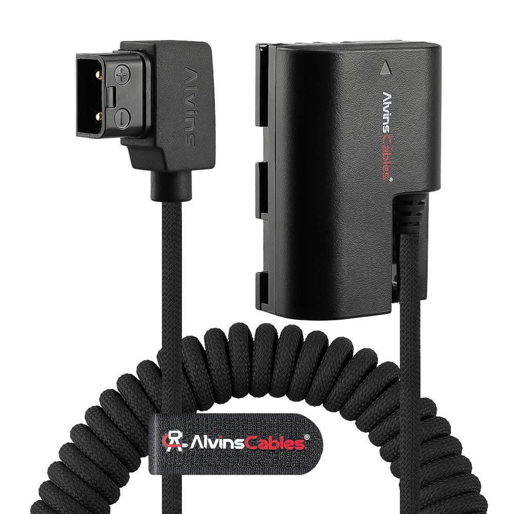 Alvin's Cables LP-E6P Dummy Battery to D-Tap Braided Coiled Power Cable