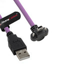 Alvin's Cables USB 2.0 Type-A to Locking Mini USB Down Angle Cable, 15mm Dual-Screw Spacing for Daheng Industrial Camera, High Flex Drag Chain Shielded, Convex Port, Purple