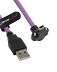 Alvin's Cables USB 2.0 Type-A to Locking Mini USB Up Angle Cable, 15mm Dual-Screw Spacing for Daheng Industrial Camera, High Flex Drag Chain Shielded, Convex Port, Purple