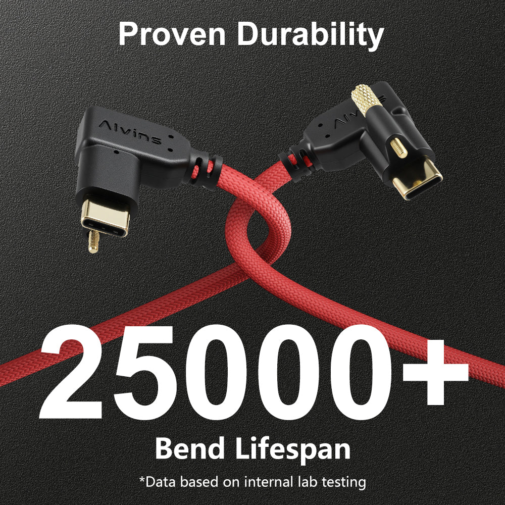 Alvin's Cables Locking USB-C to USB-C Power Cable Ultra-Flexible for Blackmagic Pyxis Monitor,URSA Cine EVF, USB-C 3.2 10Gbps Data Transfer Cable for Blackmagic Micro Studio 4K G2, Red