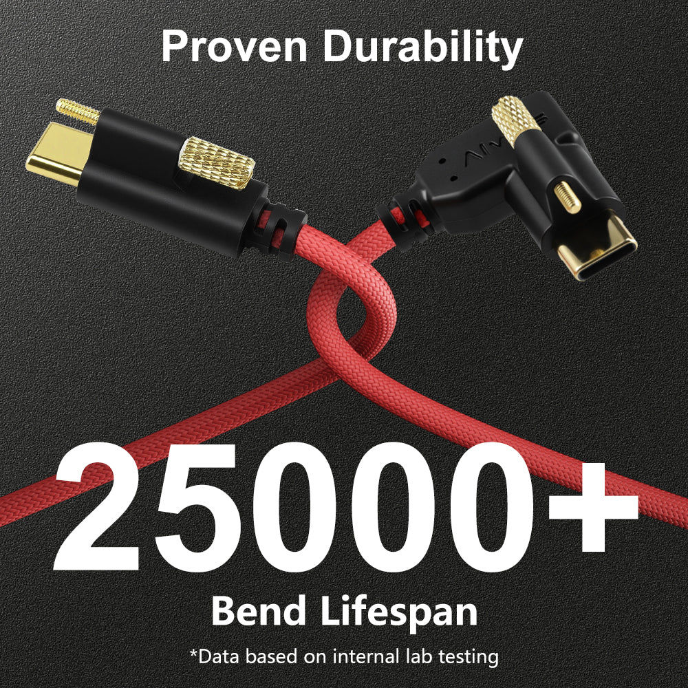 Alvin's Cables Ultra-Flexible Locking USB-C to USB-C Data-Transfer Cable for Blackmagic Pyxis Monitor, URSA Cine EVF, USB-C 3.2 10Gbps High-Speed Cable for Blackmagic Micro Studio Camera 4K G2, Red