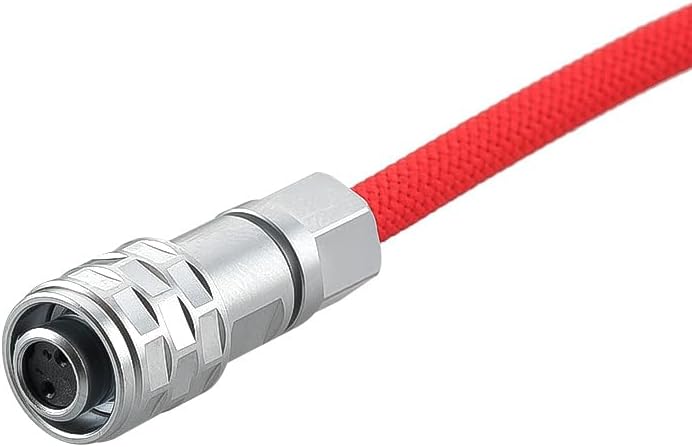 Alvin's Cables D-Tap to BMPCC 6K 4K Coiled Power Cable, Straight Weipu 2-Pin Female to D-Tap Male, Braided Ultra Flexible Coiled Cable for Blackmagic Pocket Cinema Camera 4K/6K/6K Pro, V-Mount, Red