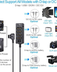 Alvin's Cables D-tap Splitter Cable with Power Switch Male DTap to 4 Female D Tap 2 DC USB for V-Mount Battery for ARRI/RED Camera LCD Monitor LED Video Light Bidirectional Pluggable
