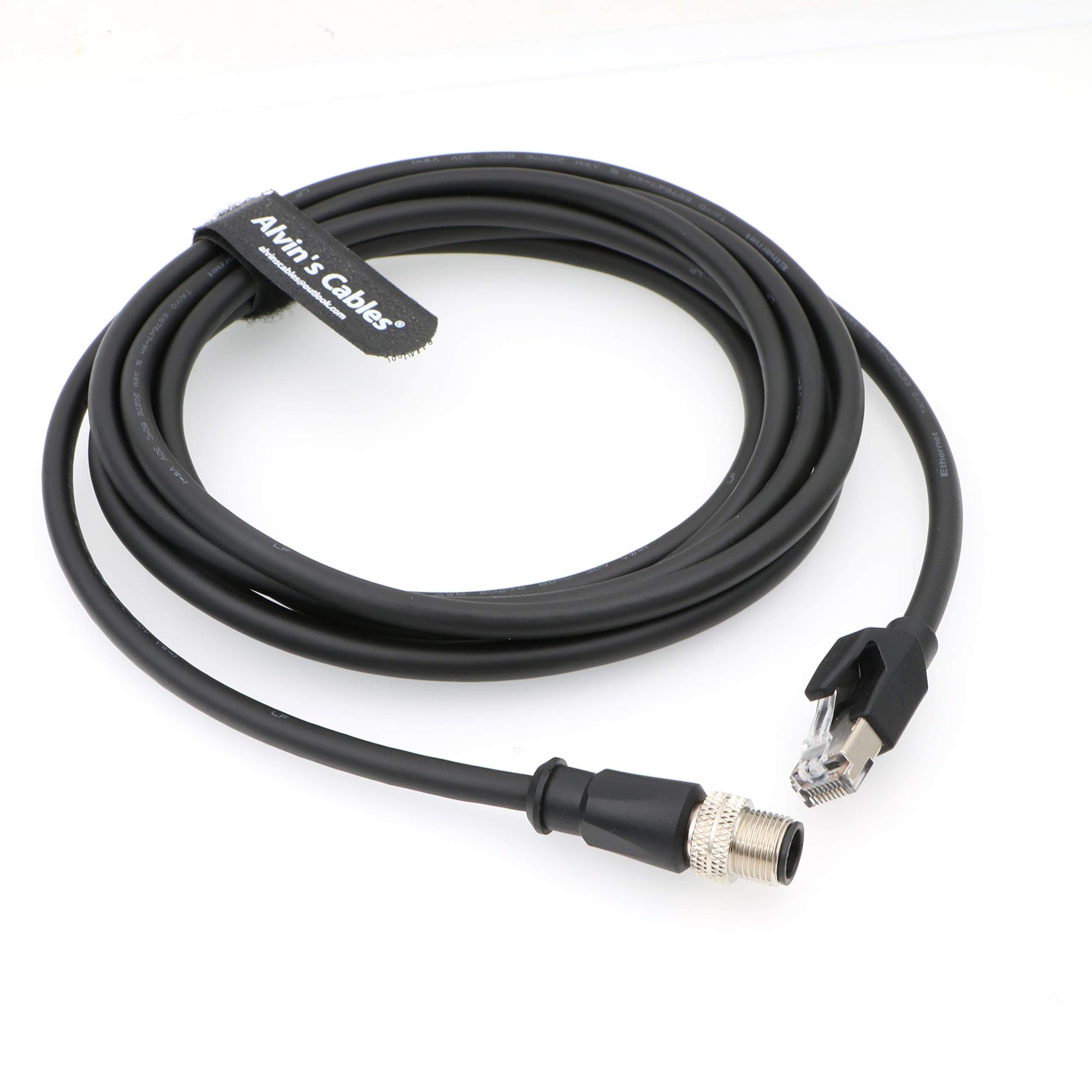 Alvin&#39;s Cables M12 D-Code 4 Pin Male to RJ45 Ethernet Cable High-Flex for Industrial Camera Sensor, Automation Application
