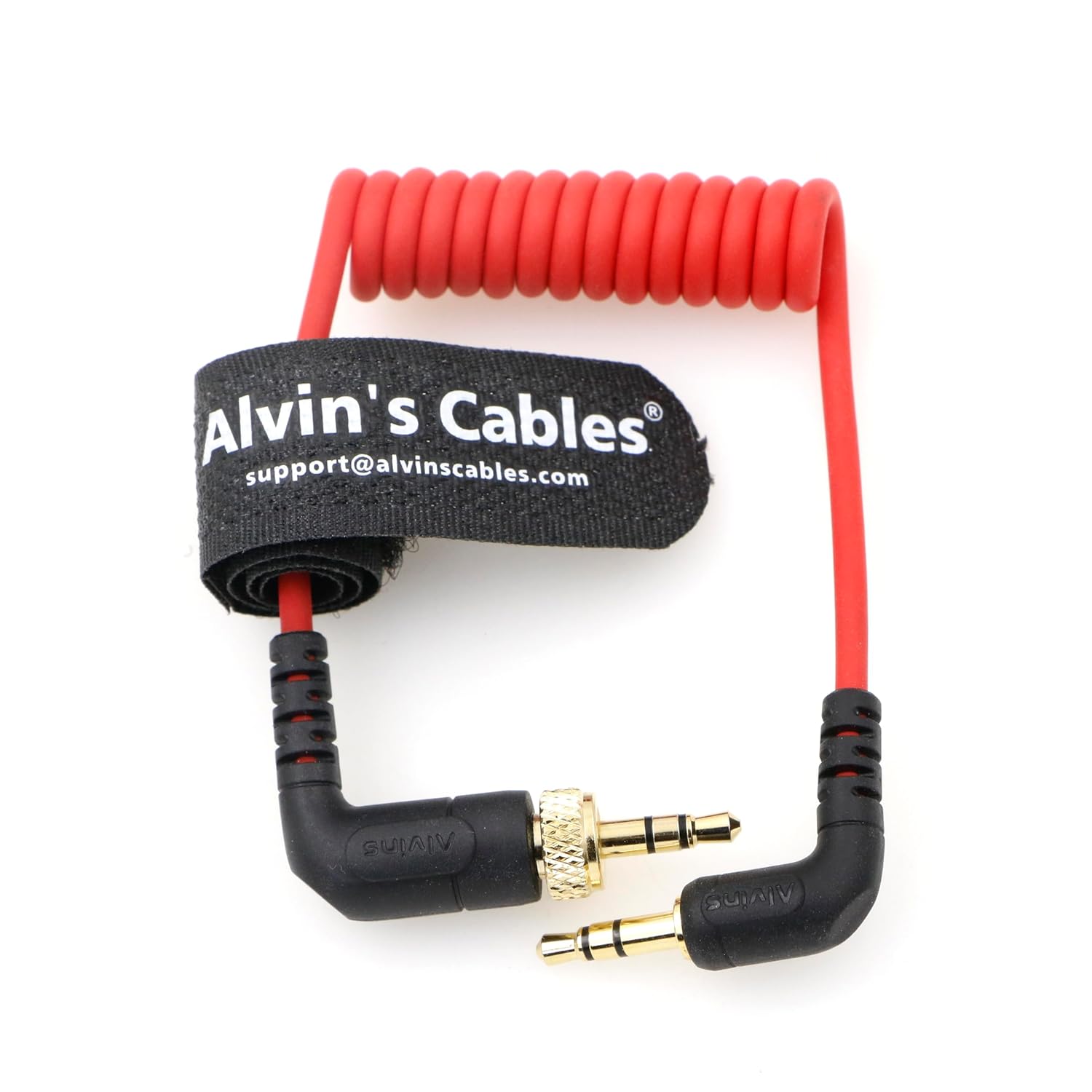 Alvin&#39;s Cables Locking 3.5mm TRS to 3.5mm TRS Audio Cable for Sennheiser Deity TC-1 Right Angle TRS Coiled Cable for DSLR| Mirrorless Camera