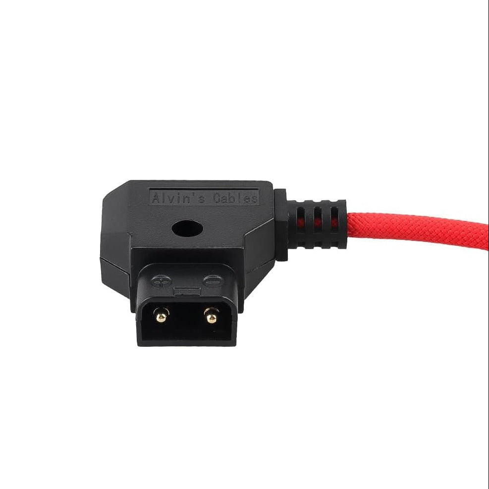 Alvin's Cables D-Tap to BMPCC 6K 4K Power Cable, Right Angle Weipu 2-Pin Female to D-Tap Male, Braided Ultra Flexible Cable for Blackmagic Pocket Cinema Camera 4K/6K/6K Pro, V-Mount, Red