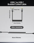 Alvin's Cables Coiled USB-C Cable, 20Gbps Data Transfer, 240W, 4K@60Hz