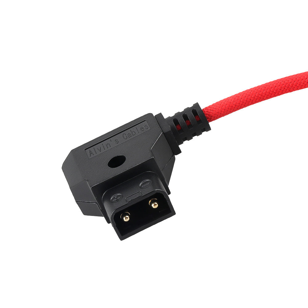 Alvin's Cables D-Tap to BMPCC 6K 4K Coiled Power Cable, Right Angle Weipu 2-Pin Female to D-Tap Male, Braided Ultra Flexible Coiled Cable for Blackmagic Pocket Cinema Camera 4K/6K/6K Pro, V-Mount, Red