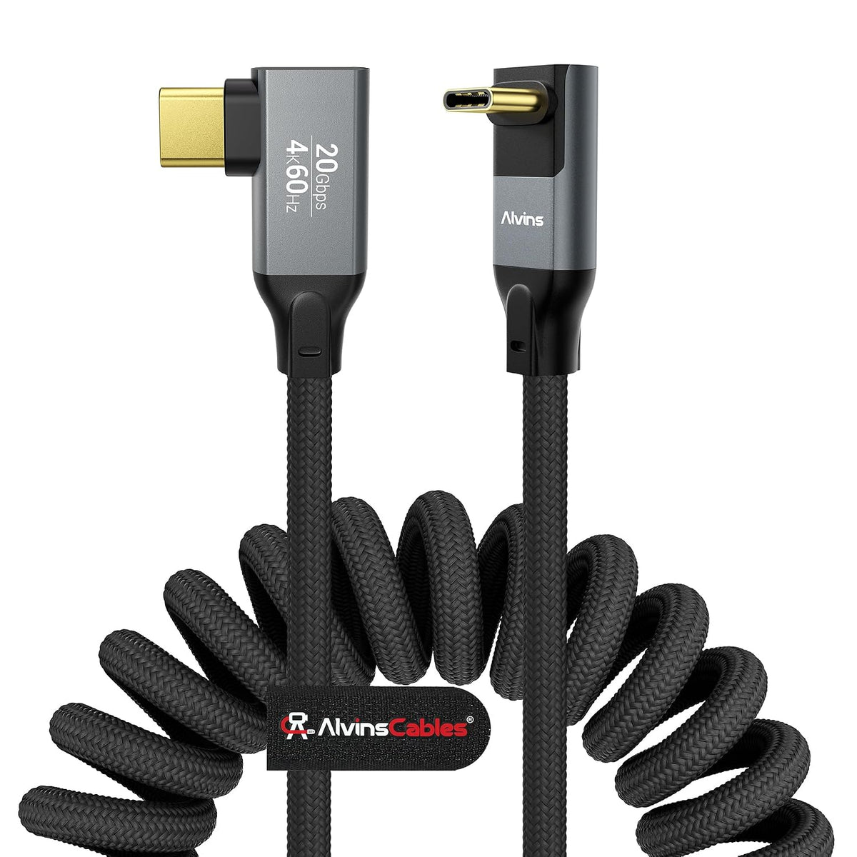 Alvin's Cables Coiled USB-C Cable, 20Gbps Data Transfer, 240W, 4K@60Hz