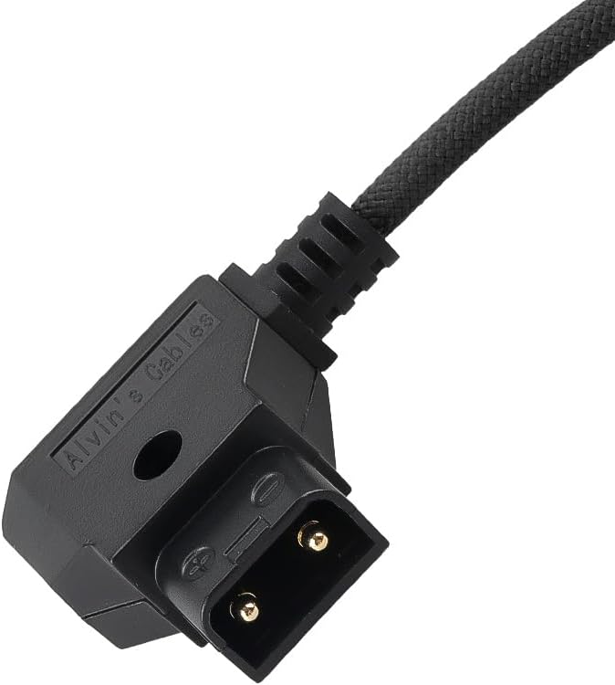 Alvin's Cables D-Tap to BMPCC 6K 4K Coiled Power Cable, Straight Weipu 2-Pin Female to D-Tap Male, Braided Ultra Flexible Coiled Cable for Blackmagic Pocket Cinema Camera 4K/6K/6K Pro, V-Mount, Black