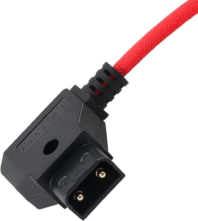 Alvin's Cables D-Tap to BMPCC 6K 4K Coiled Power Cable, Straight Weipu 2-Pin Female to D-Tap Male, Braided Ultra Flexible Coiled Cable for Blackmagic Pocket Cinema Camera 4K/6K/6K Pro, V-Mount, Red