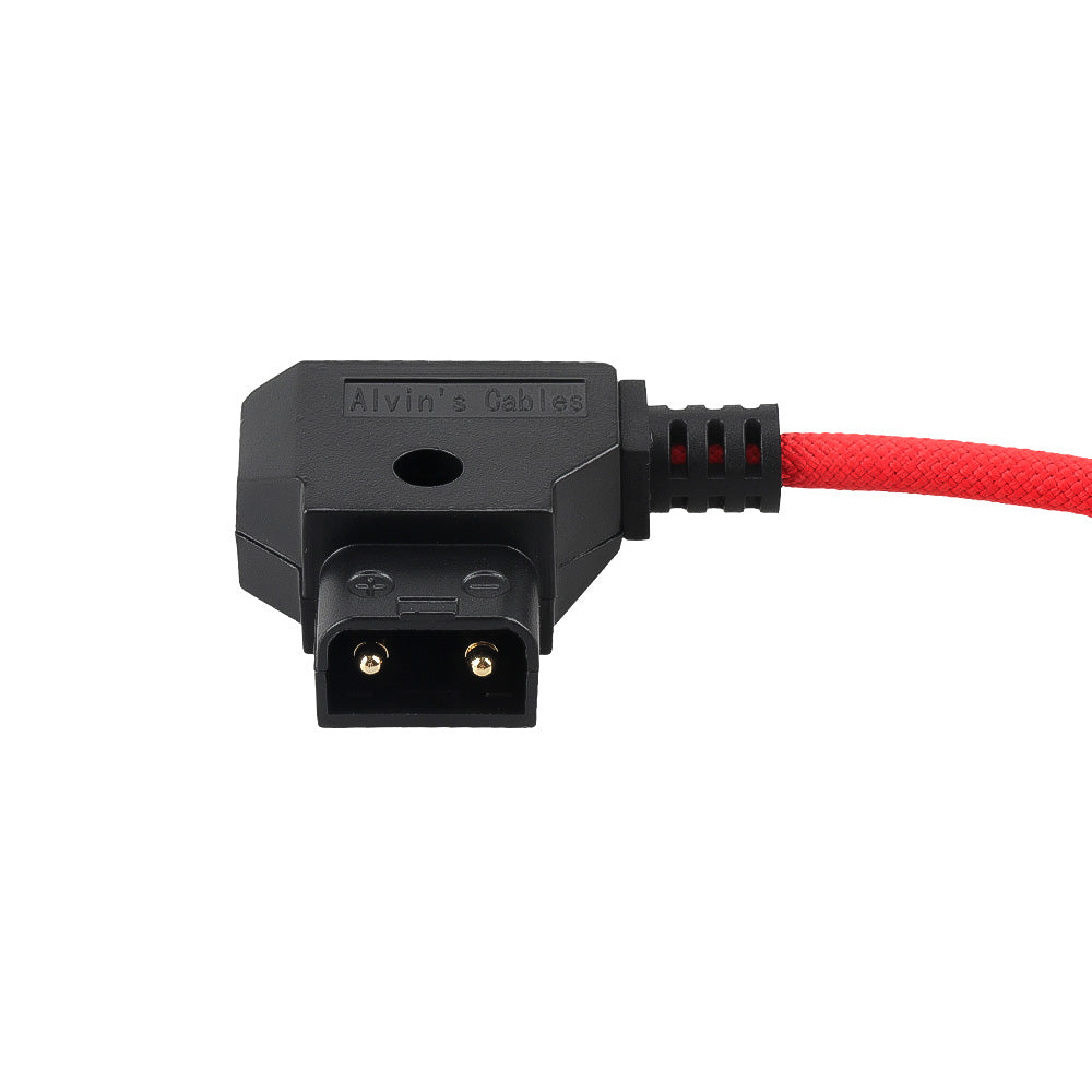 Alvin's Cables D-Tap to BMPCC 6K 4K Power Cable, Right Angle Weipu 2-Pin Female to D-Tap Male, Braided Ultra Flexible Cable for Blackmagic Pocket Cinema Camera 4K/6K/6K Pro, V-Mount, Red