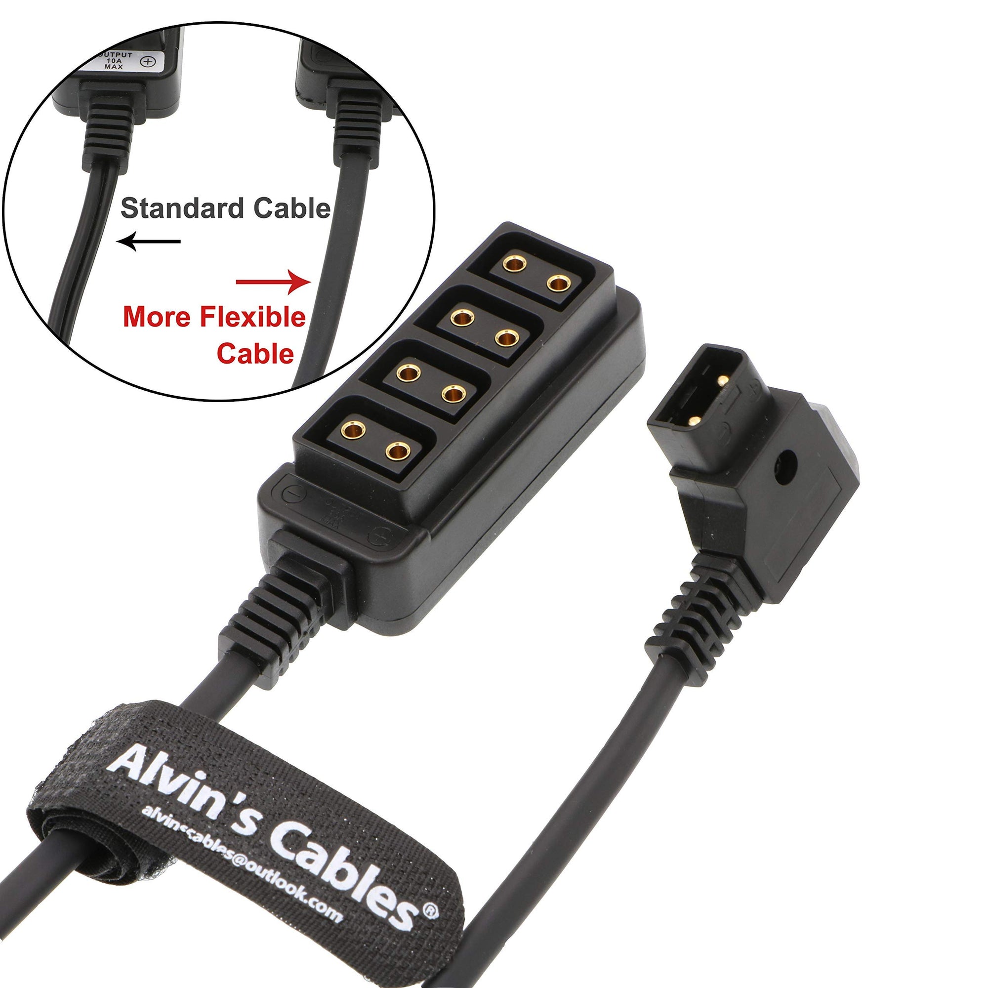 Alvin&#39;s Cables D-tap Splitter Ultrashort Power Cable D-Tap Male to 4 Port Dtap Female Cord for ARRI RED Cameras TILTA Steadicam IDX Battery