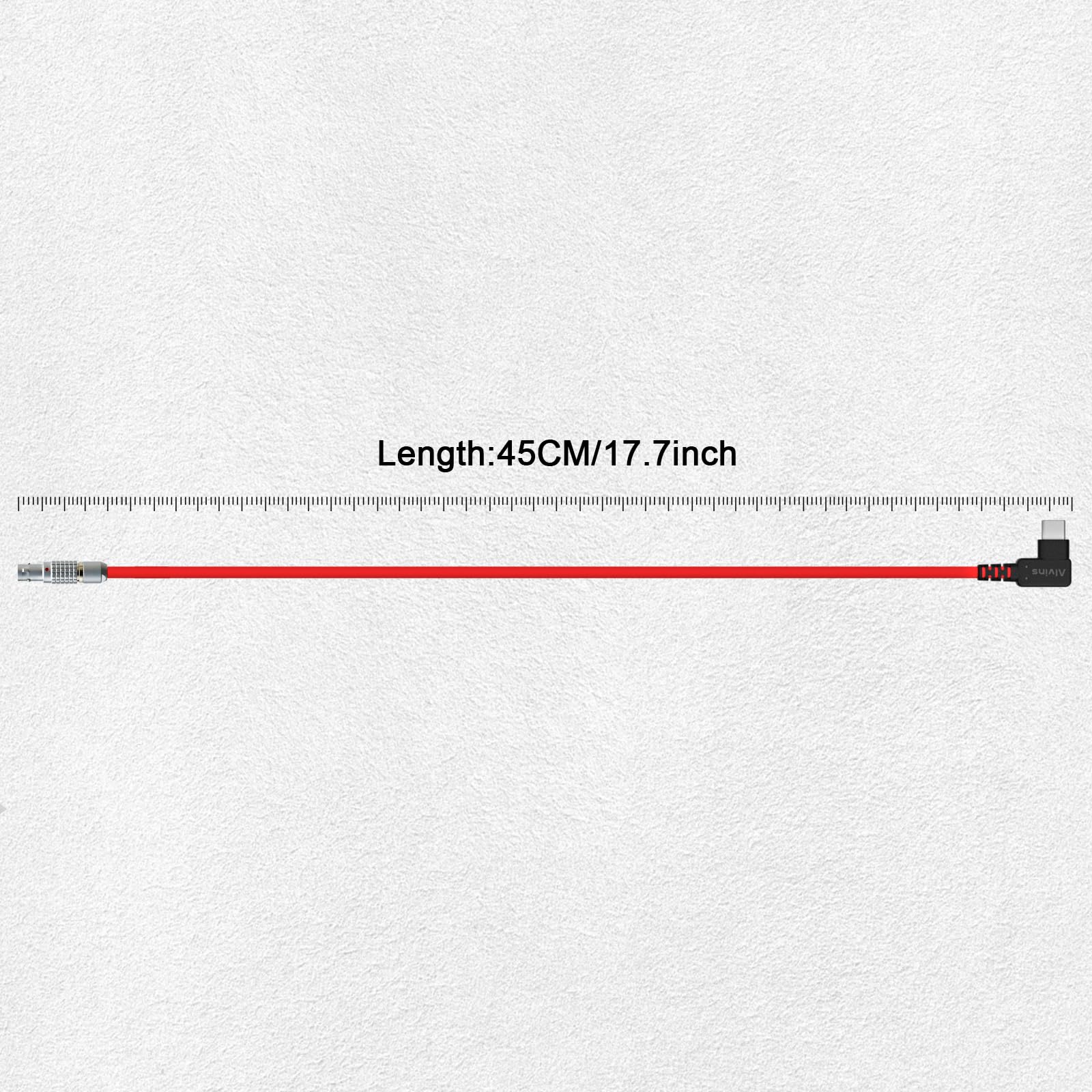 Alvin's Cables Right Angle USB-C Type-C to 2 Pin 12V Fast Charging Power Cable for Tilta| Teradek| SmallHD| Z-CAM| Blackmagic Pyxis, Ultra Soft 45cm|17.7inches