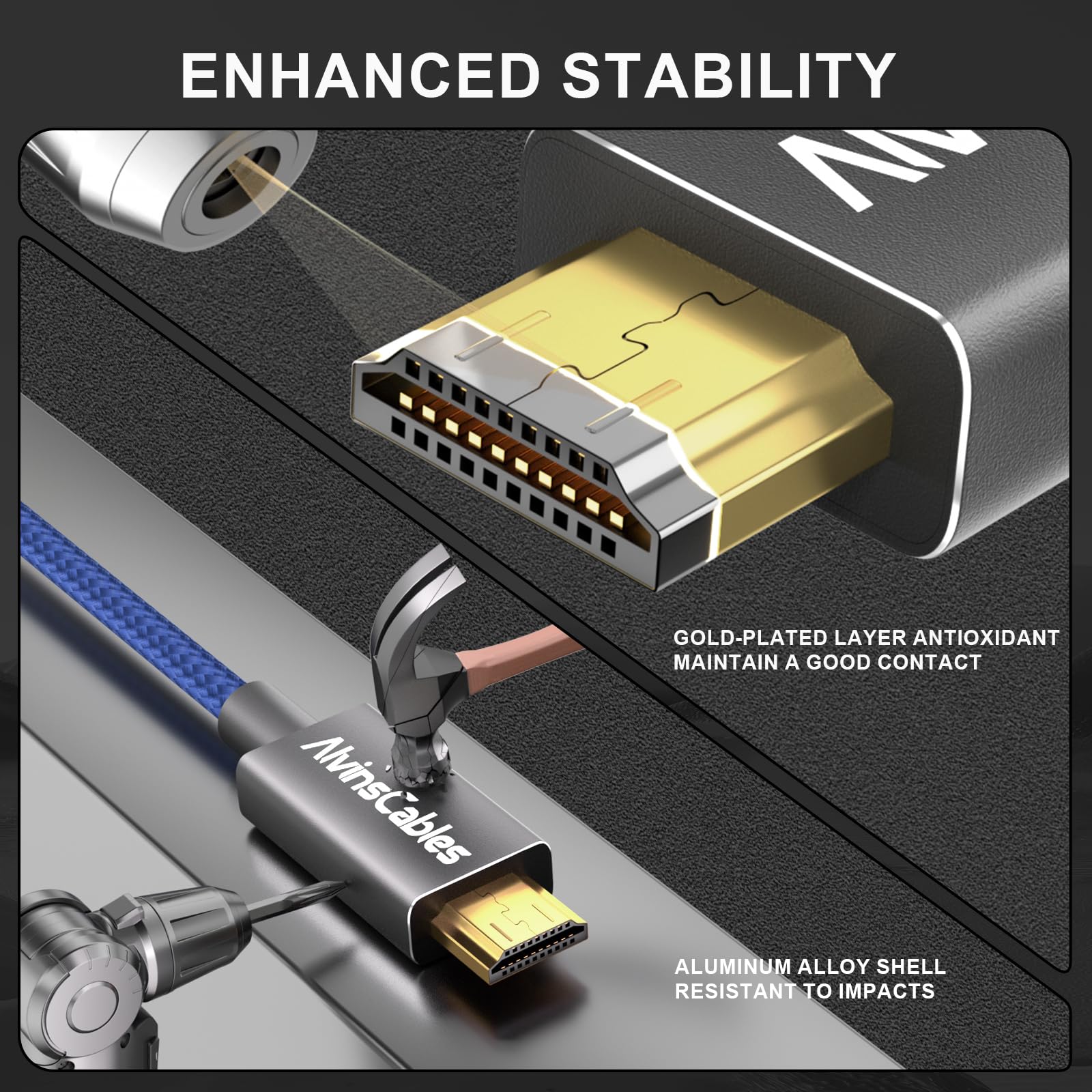 Alvin's Cables 8K 2.1 Micro HDMI to HDMI Coiled Cable for Atomos Ninja V, 8K@60Hz 4K@60Hz High-Speed HDMI Cable for Sony A7RIII A7II A7M3, for Canon R5 M6, for FUJIFILM X-T4 X-T3, Braided Blue