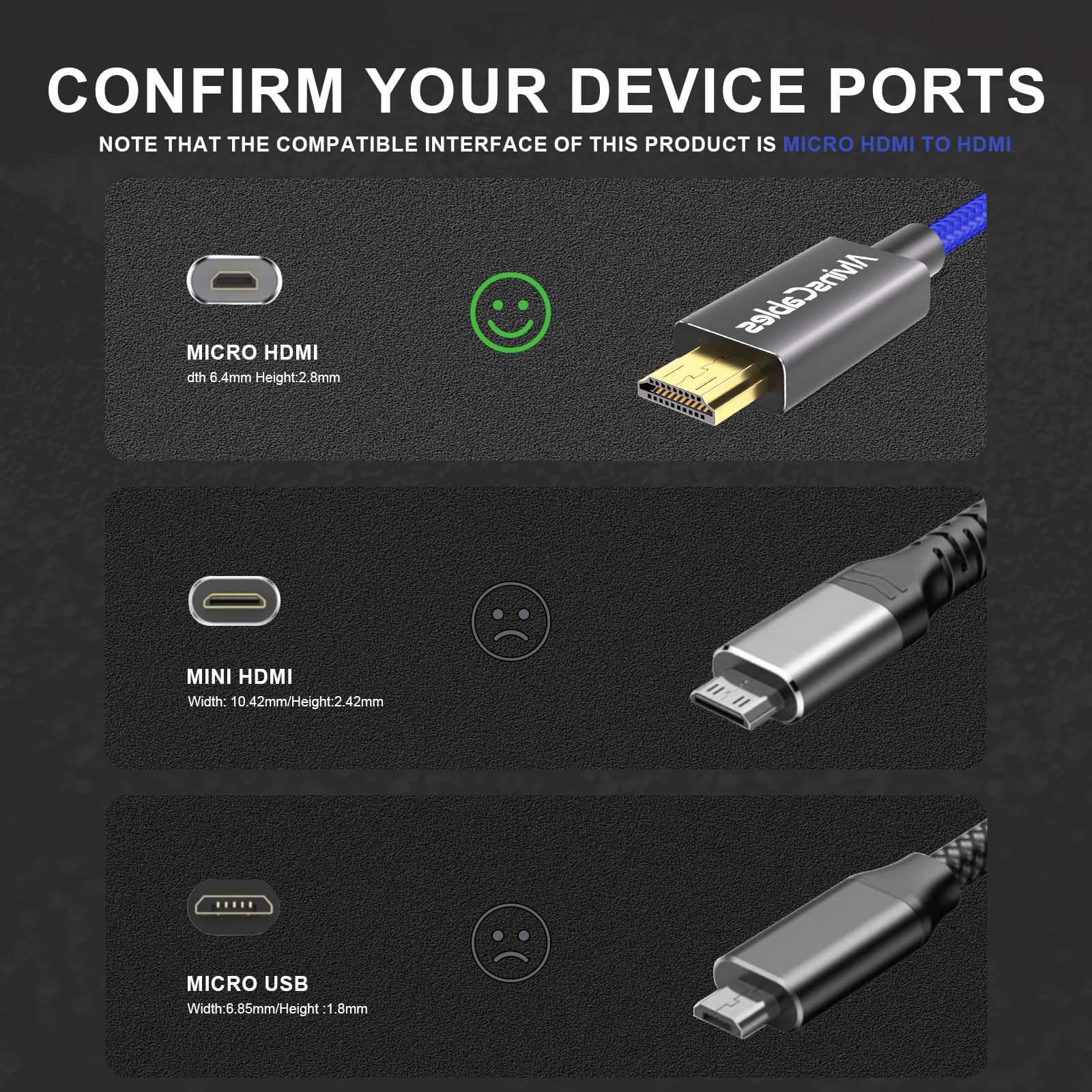 Alvin's Cables 8K 2.1 Micro HDMI to HDMI Coiled Cable for Atomos Ninja V, 8K@60Hz 4K@60Hz High-Speed HDMI Cable for Sony A7RIII A7II A7M3, for Canon R5 M6, for FUJIFILM X-T4 X-T3, Braided Blue