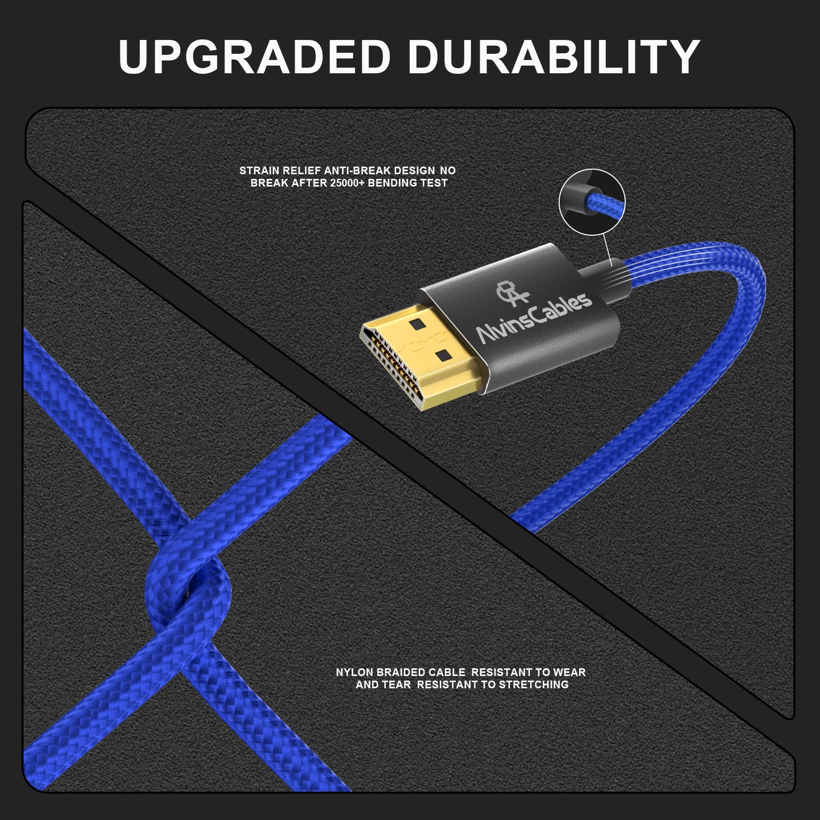 Alvin's Cables 8K 2.1 Micro HDMI to HDMI Coiled Cable for Atomos Ninja V, 8K@60Hz 4K@60Hz High-Speed HDMI Cable for Sony A7RIII A7II A7M3, for Canon R5 M6, for FUJIFILM X-T4 X-T3, Braided Blue
