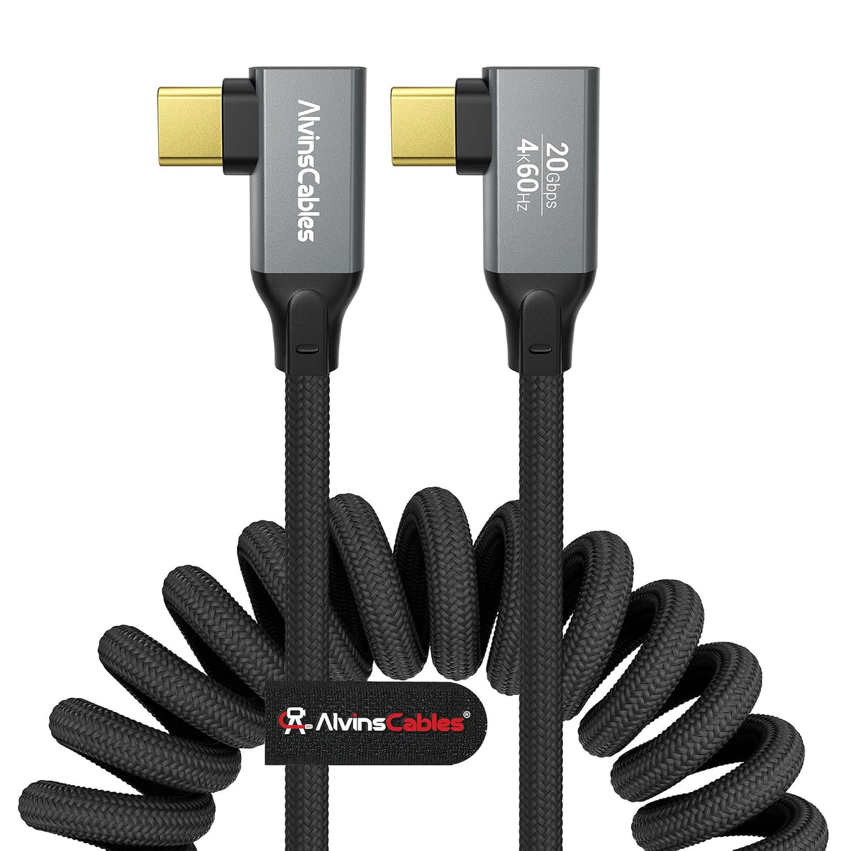 Alvin's Cables Coiled USB-C Cable, 20Gbps Data Transfer, 240W, 4K@60Hz