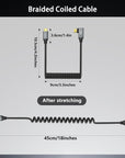 Coiled USB-C Cable, USB 3.2 Gen 2x2 20Gbps, 240W PD 3.1 Charging, 4K@60Hz Video, Right Angled Braided USB-C to USB-C Cable for BMPCC, Canon R5/R6, Sony FX3/A7C, ZCAM, Macbook/iPhone, Dock, SSD, Black
