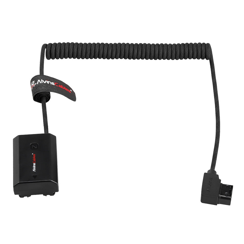 Alvin's Cables NP-FZ100 Dummy Battery to D-TAP Braided Coiled Cable, Black/Red