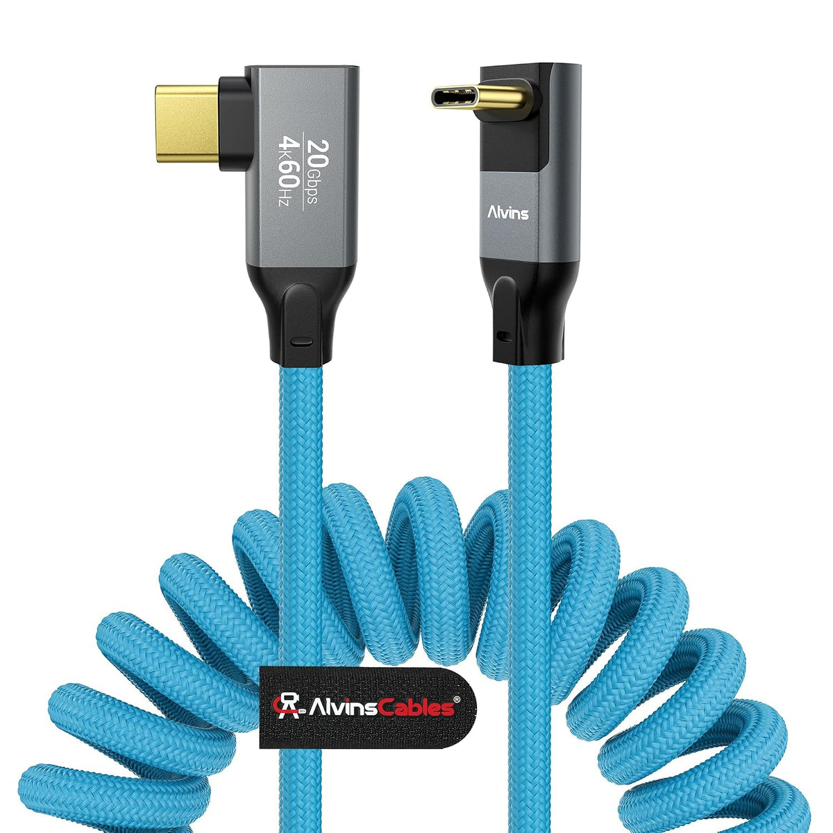 Alvin's Cables Coiled USB-C Cable, 20Gbps Data Transfer, 240W, 4K@60Hz
