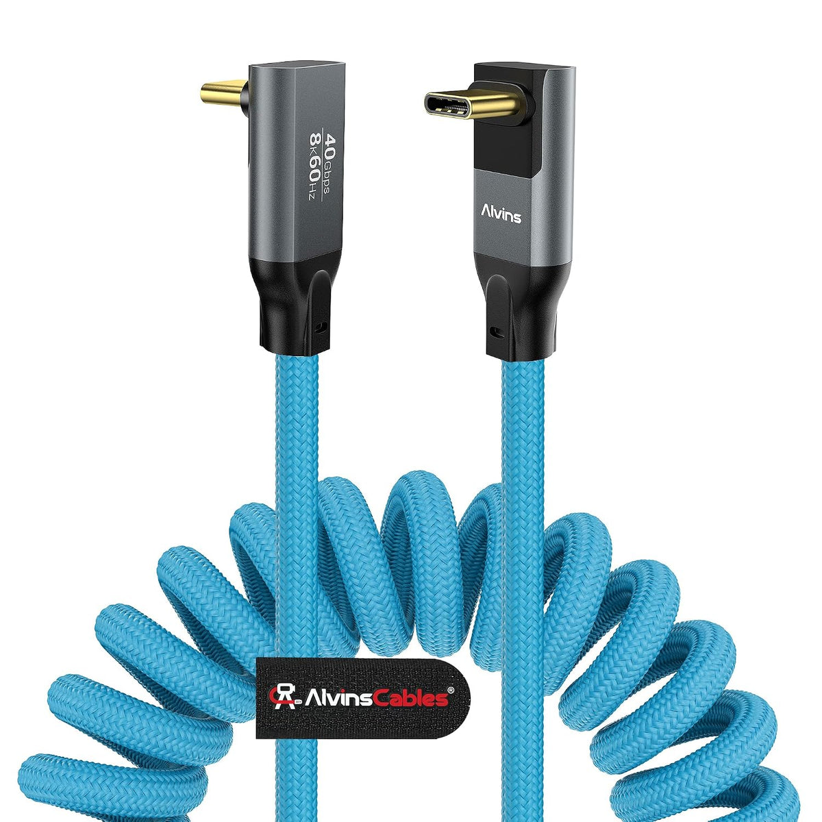 Coiled USB-C Cable, Braided USB-C to USB-C Cable, 40Gbps, 240W PD 3.1 Charging, 8K@60Hz Video, USB4.0 Type C for Thunderbolt 4/3, BMPCC, Canon R5/R6, Sony FX3/A7C, Mac, iPhone, USB-IF Certified