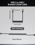 Coiled USB-C Cable, Braided USB-C to USB-C Cable, 40Gbps, 240W PD 3.1 Charging, 8K@60Hz Video, USB4.0 Type C for Thunderbolt 4/3, BMPCC, Canon R5/R6, Sony FX3/A7C, Mac, iPhone, USB-IF Certified