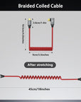 Coiled USB-C Cable, USB 3.2 Gen 2x2 20Gbps, 240W PD 3.1 Charging, 4K@60Hz Video, Right Angled Braided USB-C to USB-C Cable for BMPCC, Canon R5/R6, Sony FX3/A7C, ZCAM, Macbook, iPhone, Dock, SSD, Red
